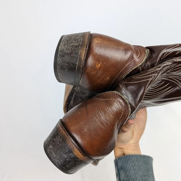 Laredo Vintage Mens 10 D Leather Western Cowboy Boots  Pointed Toe Embroidered - Picture 6 of 16